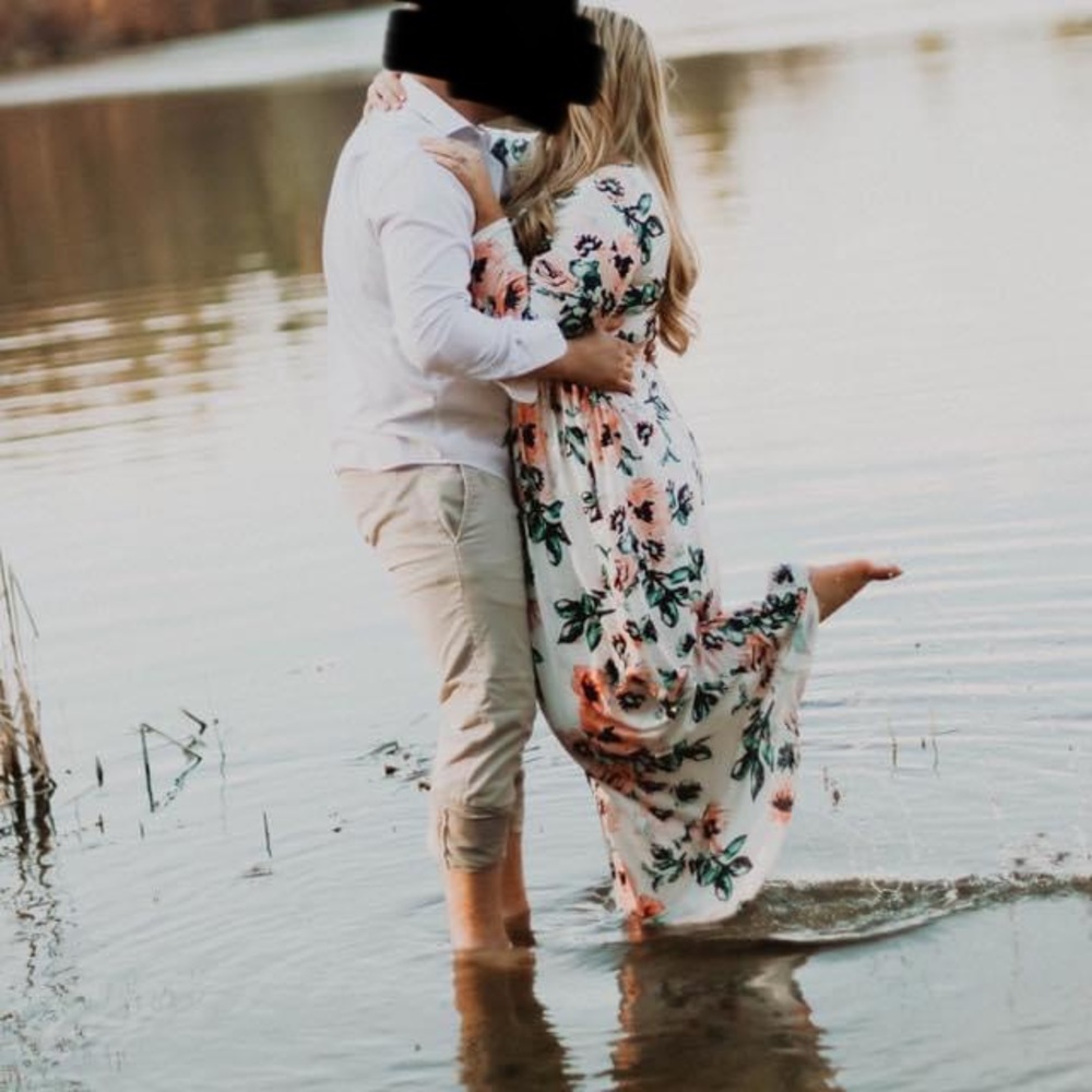 XL Long Sleeve White Floral Dress